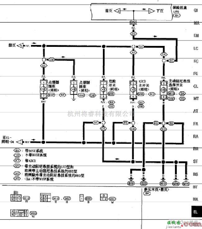 日产中的尼桑A32-EL车内灯电路图七  第1张