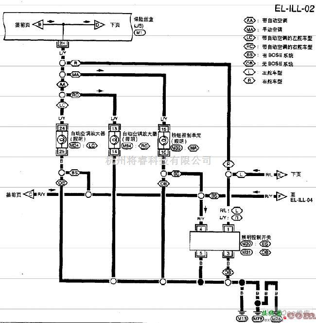 日产中的尼桑A32-EL照明电路图二  第1张