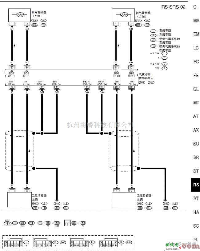 日产中的天籁A33-RS辅助约束系统（SRS）电路图二  第1张