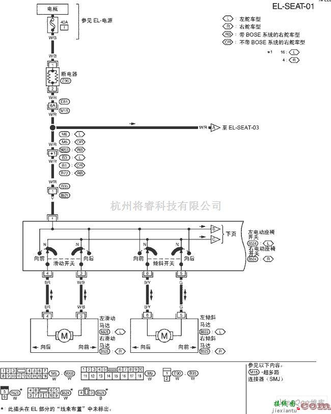 日产中的天籁A33-EL电动座椅原理图及电路图二  第1张