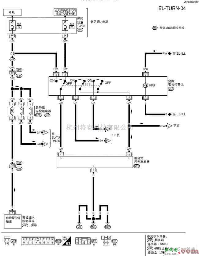 日产中的天籁A33-EL转向灯电路图四  第1张