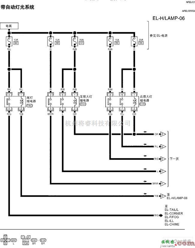 日产中的天籁A33-EL前大灯(氙气型)电路图一  第1张