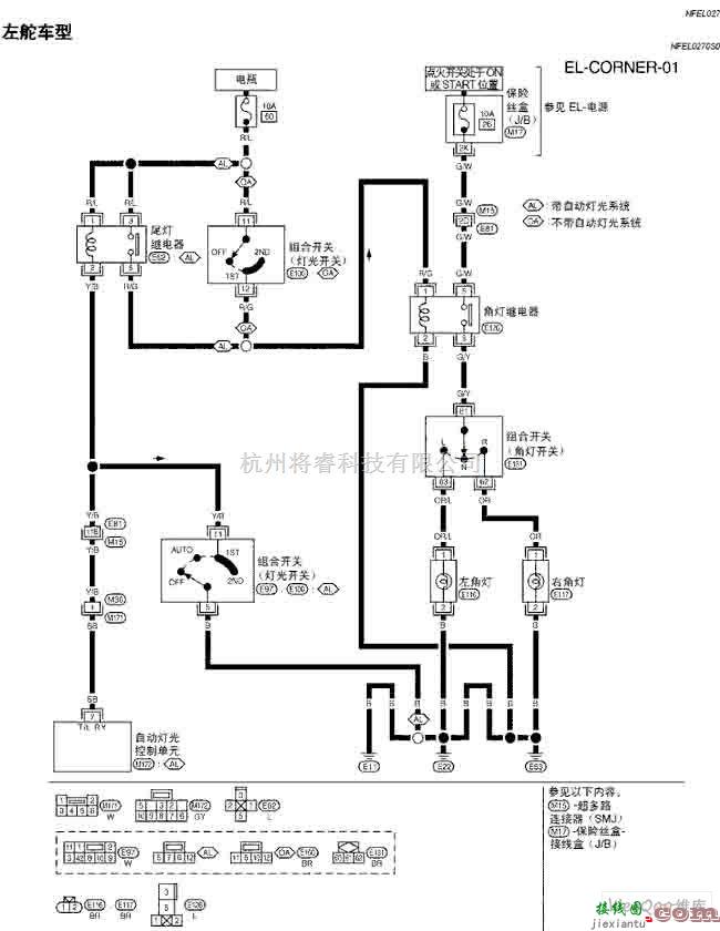 日产中的天籁A33-EL角灯电路图一  第1张