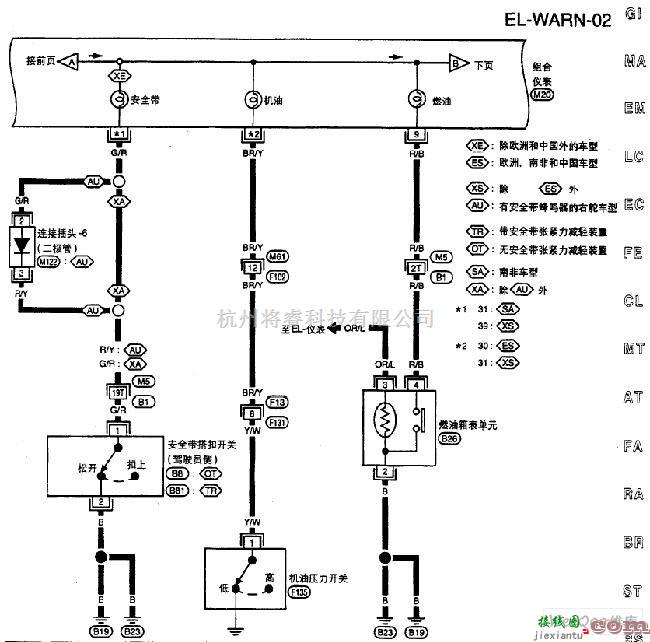 日产中的尼桑A32-EL警告灯电路图二  第1张