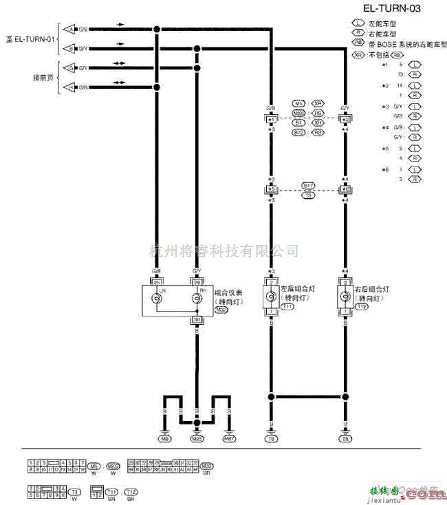日产中的天籁A33-EL转向灯电路图三  第1张