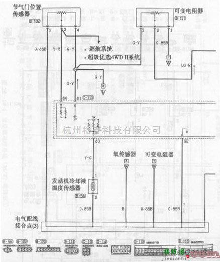 三菱中的北京帕杰罗越野车发动机电控系统（M/T）电路图四  第1张