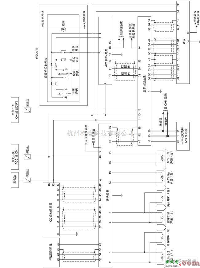 日产中的NISSAN新天籁音响（带有导航系统）电路图  第1张