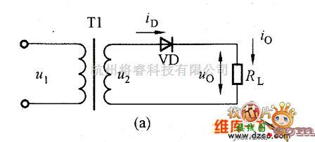 整流单元中的单相半波整流电路图  第1张