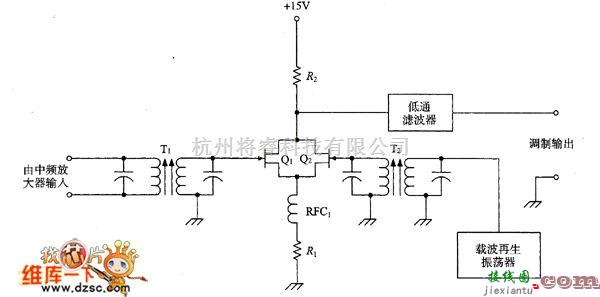 仪器仪表中的双JFET乘积检波器电路图  第1张