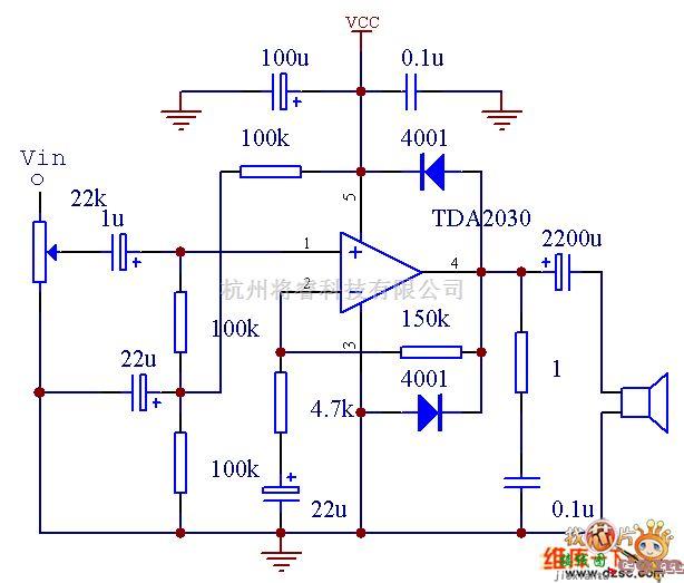 电子管功放中的TDA2030A功放电路图  第1张