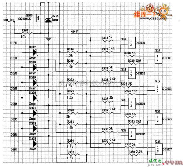 综合电路中的数字量采集电路图  第1张