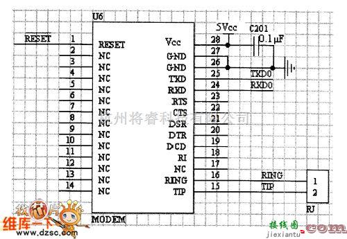 接口电路中的MODEM接口电路图  第1张