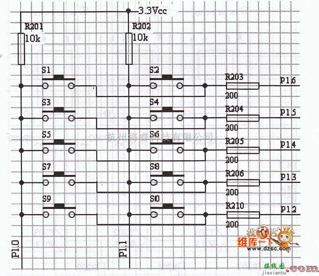 综合电路中的键盘输入电路图  第1张