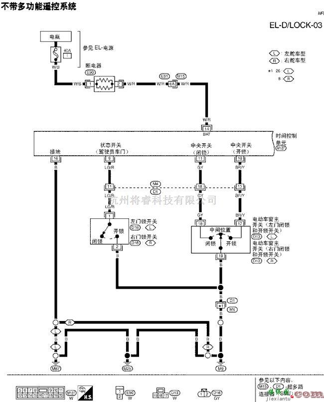 日产中的天籁A33-EL电动门锁电路图三  第1张