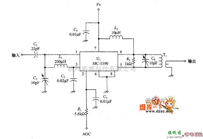 仪表放大器中的MC-1590 IF放大器电路图  第1张