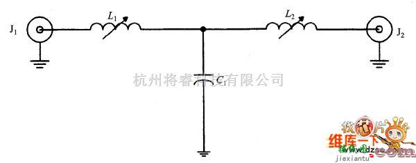 滤波器电路中的三个元件的T型低通滤波器电路图  第1张