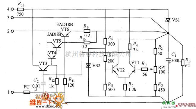 稳压电源中的输出为6V／5A的稳压电源电路图  第1张