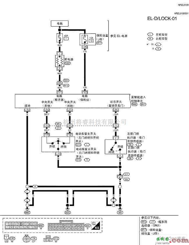 日产中的天籁A33-EL电动门锁电路图一  第1张