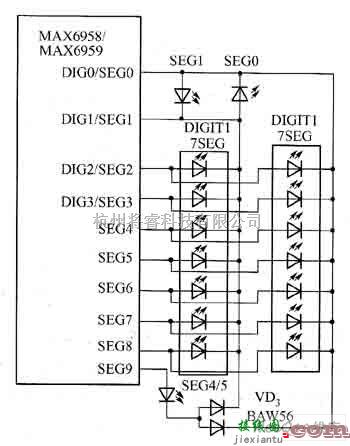 LED电路中的具4位、9段LED显示驱动器LED电路图  第3张