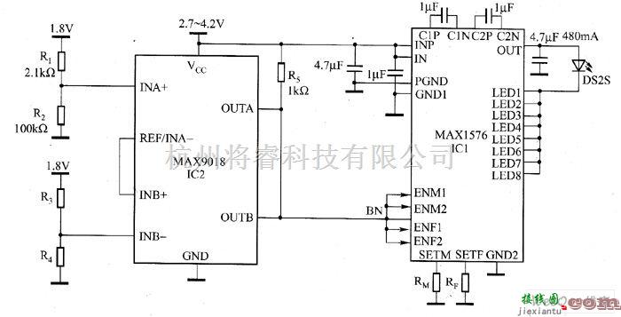 LED电路中的AX1576驱动大功率白光LED电路图  第1张