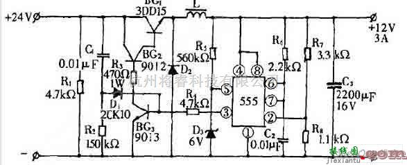 开关稳压电源中的24V转12V开关电源电路图  第1张