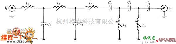 滤波器电路中的由低通和高通滤波器串联组成的带通滤波器电路图  第1张