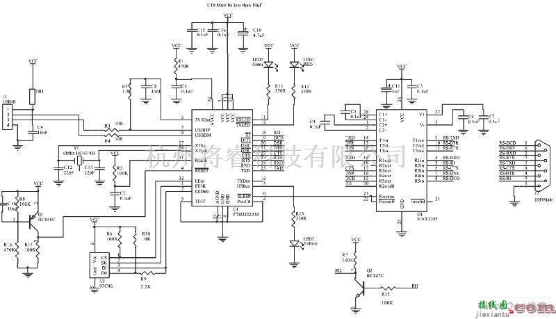 接口电路中的国外USB转串口电路图  第1张