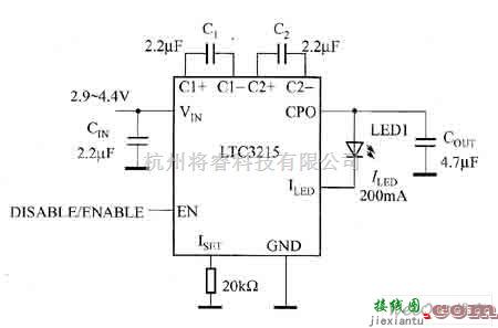 LED电路中的可构成高电流白光LED驱动器电路图  第1张