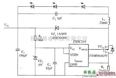 LED电路中的ZXSC310驱动白光LED电路图  第4张