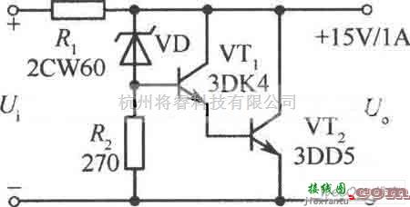 稳压电源中的一个小型的15V、1A并联稳压电源电路图  第1张