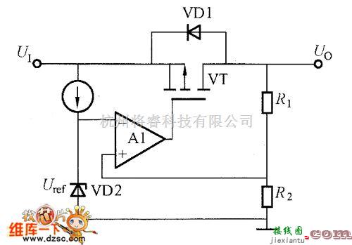 稳压电源中的三端CM0S稳压器的等效电路图  第1张