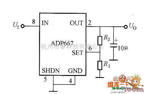 综合电路中的ADP667输出电压可调电路图  第1张