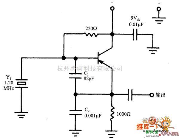 振荡电路中的晶体科耳波兹振荡器电路图  第1张
