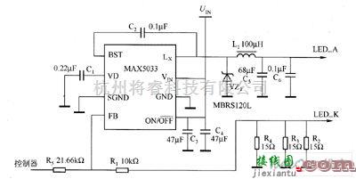 LED电路中的MAX5003驱动LED电路图  第1张