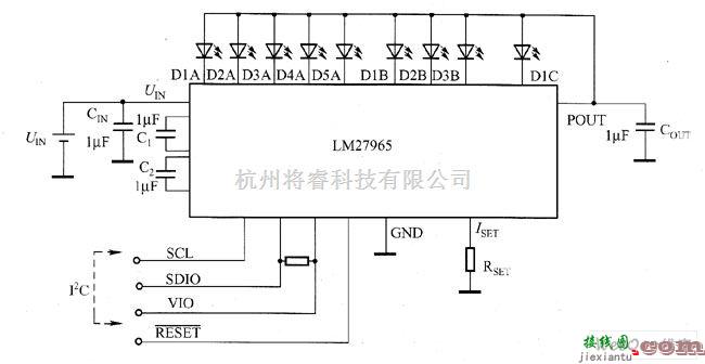 LED电路中的一种高度集成的电荷泵双显白光LED驱动器电路图  第1张