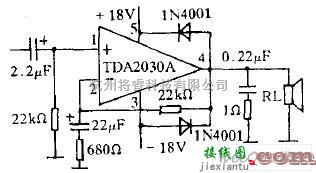 电子管功放中的用TDA2030A做成的OCL形式功放电路图  第1张