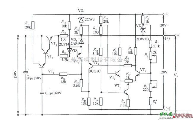 稳压电源中的一个耐用的3～120V稳压电源电路图  第1张