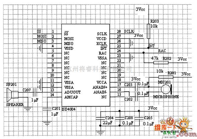 接口电路中的ISD4004接口模块电路图  第1张