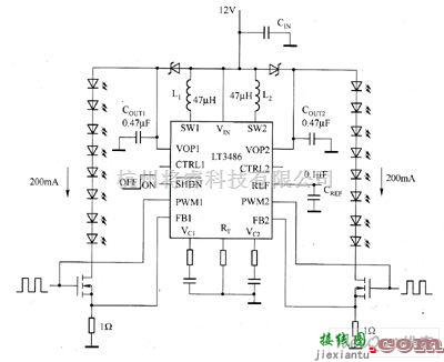 LED电路中的LT3466驱动LED电路图  第3张