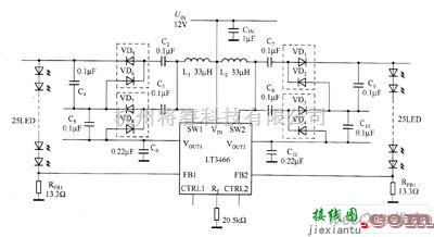 LED电路中的LT3466驱动LED电路图  第2张