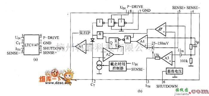 综合电路中的LTC1147的引脚配置和内部等效电路图  第1张