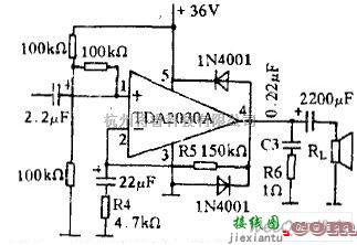 电子管功放中的用TDA2030A做成的OTL形式的功放电路图  第1张