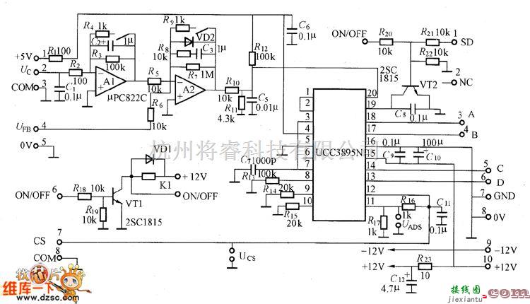 控制电路中的UCC3895N构成的相移控制电路图  第1张