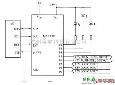 LED电路中的MAX7302驱动白光LED电路图  第1张