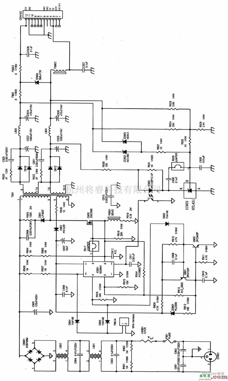 液晶显示及数显表电路中的AOC LM729液晶显示器开关电源电路图  第1张