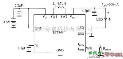 LED电路中的LT3543驱动白光LED电路图  第1张