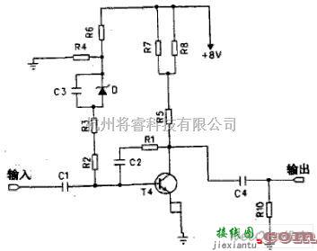 增益可调放大中的分立元件的RF宽带放大单元电路图  第1张