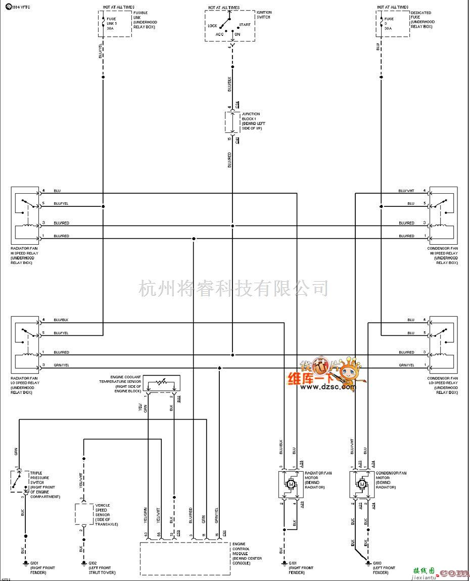 马自达中的马自达94GALANT制冷风扇电路图  第1张