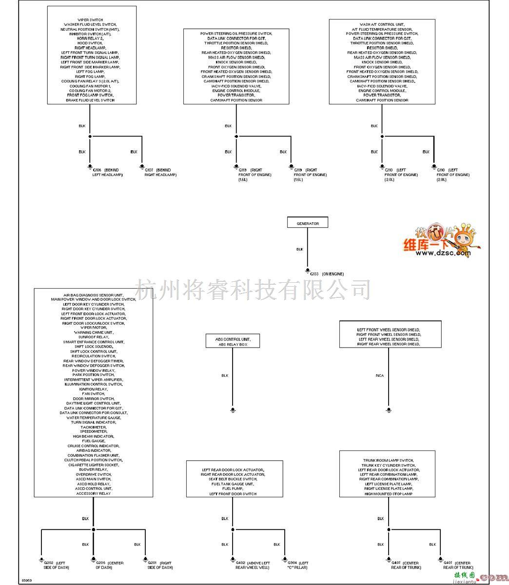 日产中的240SX-1995日产尼桑搭铁分配电路图  第1张