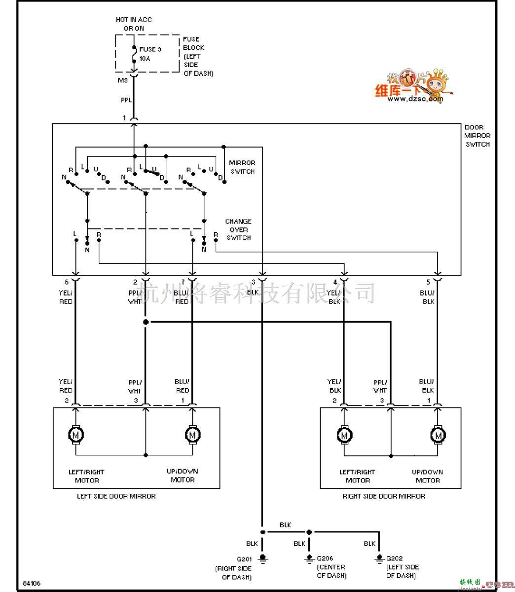 日产中的240SX-1995日产尼桑电动后视镜电路图  第1张